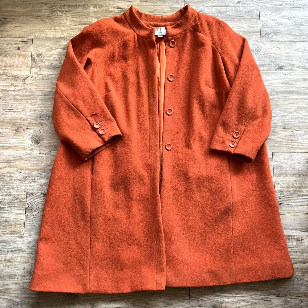 JL Studio Wool Trench Coat 2X 26WP Vintage Orange Fall